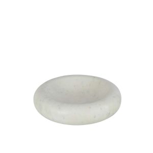 BOWL ROUND LOW MARBLE WHITE LARGE