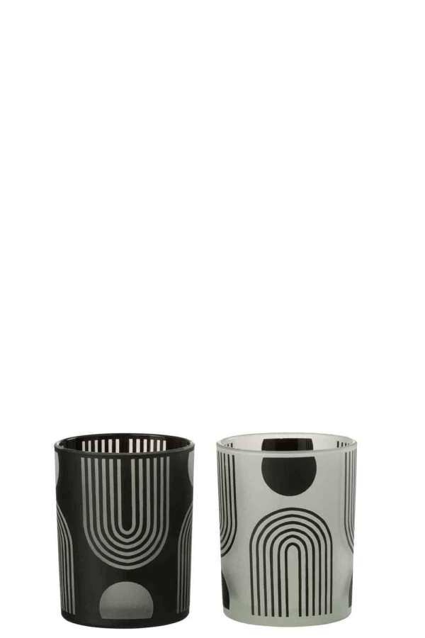 HURRICANE NORDIC GLASS MATT BLACK/WHITE MEDIUM ASSORTMENT OF 2