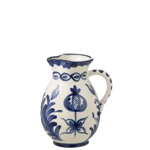 PITCHER GRANADA CERAMIC WHITE/COBALTO BLUE MEDIUM
