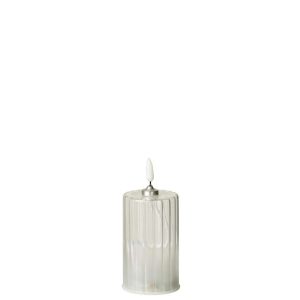 LED CANDLE STRIPES GLASS TRANSPARENT SMALL