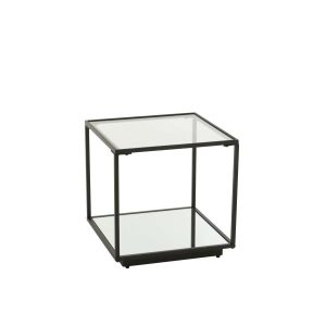 COFFEE TABLE IRON/GLASS BLACK SMALL