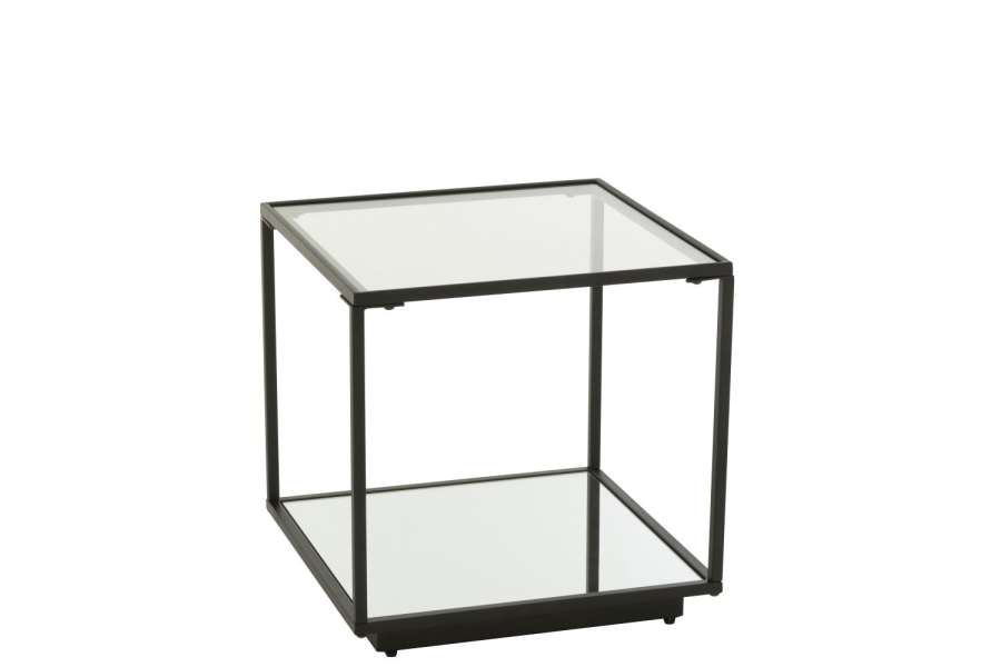 COFFEE TABLE IRON/GLASS BLACK SMALL