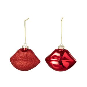 HANGER LIPS GLASS RED ASSORTMENT OF 2