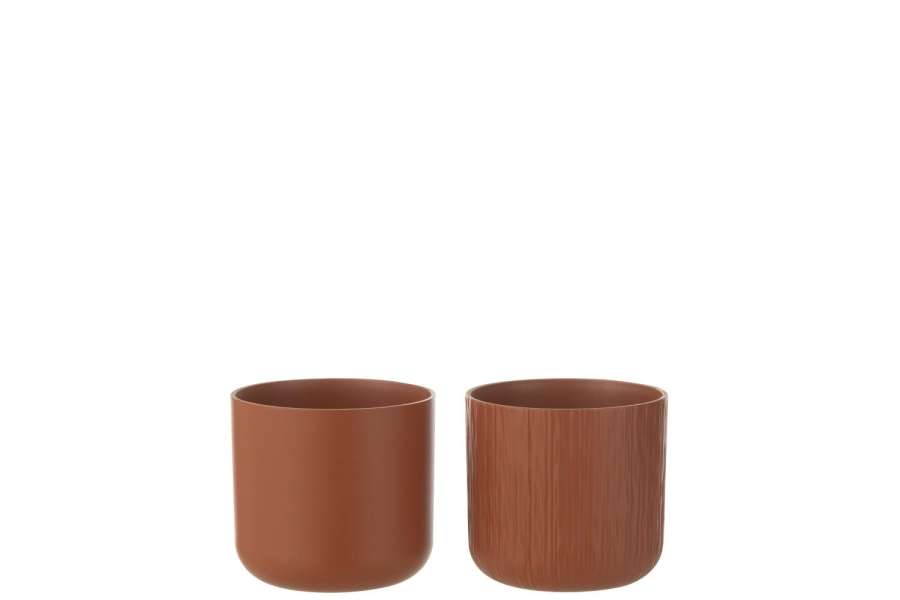 FLOWERPOT GEN CERAMIC BROWN SMALL ASSORTMENT OF 2