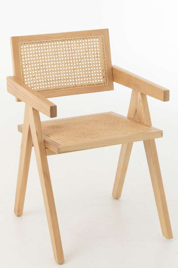 CHAIR GRID ASH WOOD/RATTAN NATURAL