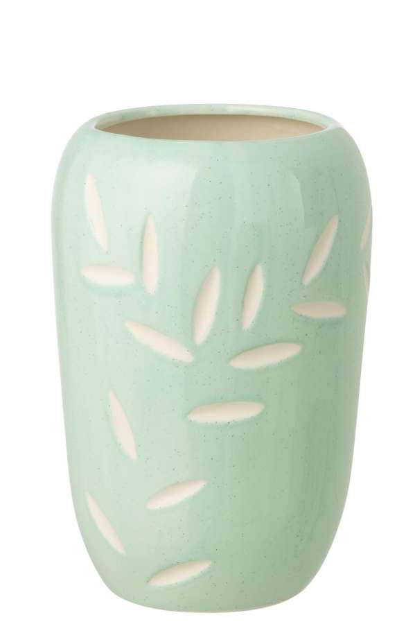 VASE LEAVES PORCELAIN LIGHT BLUE LARGE