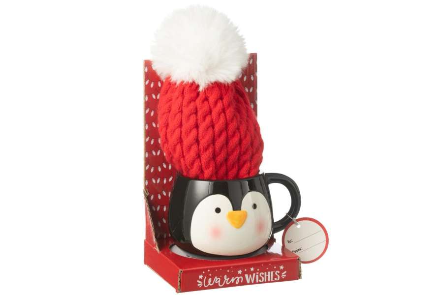 MUG+BEANIE PENGUIN IN GIFTBOX CERAMICS MIX