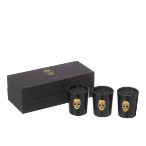 BOX OF 3 SCENTED CANDLE SKULL NUIT NOIRE-16HOURS
