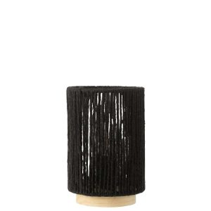 TABLE LAMP LED CYLINDRICAL METAL/COTTON BLACK LARGE