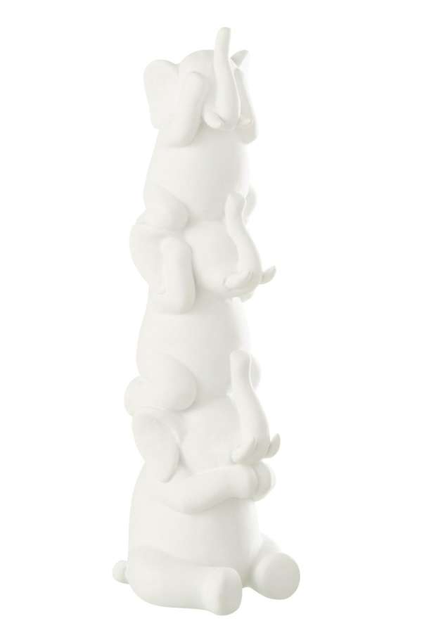 ELEPHANT PYRAMID POLYRESIN WHITE