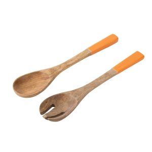 SET OF 2 SALAD SERVER MANGO WOOD ORANGE/NATURAL