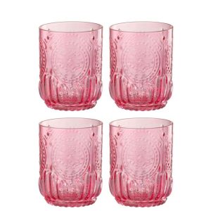 GIFTBOX 4 DRINKING GLASS MAYA GLASS FUSHIA