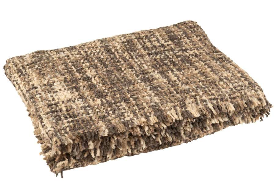 PLAID TWEED POLYESTER BROWN/BEIGE