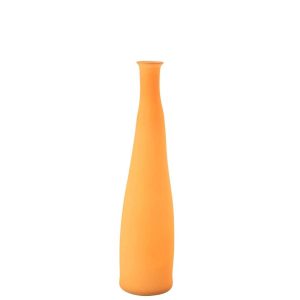 VASE BOTTLE GLASS NEON ORANGE SMALL