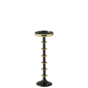 CANDLE HOLDER BALL METAL BLACK/GOLD LARGE