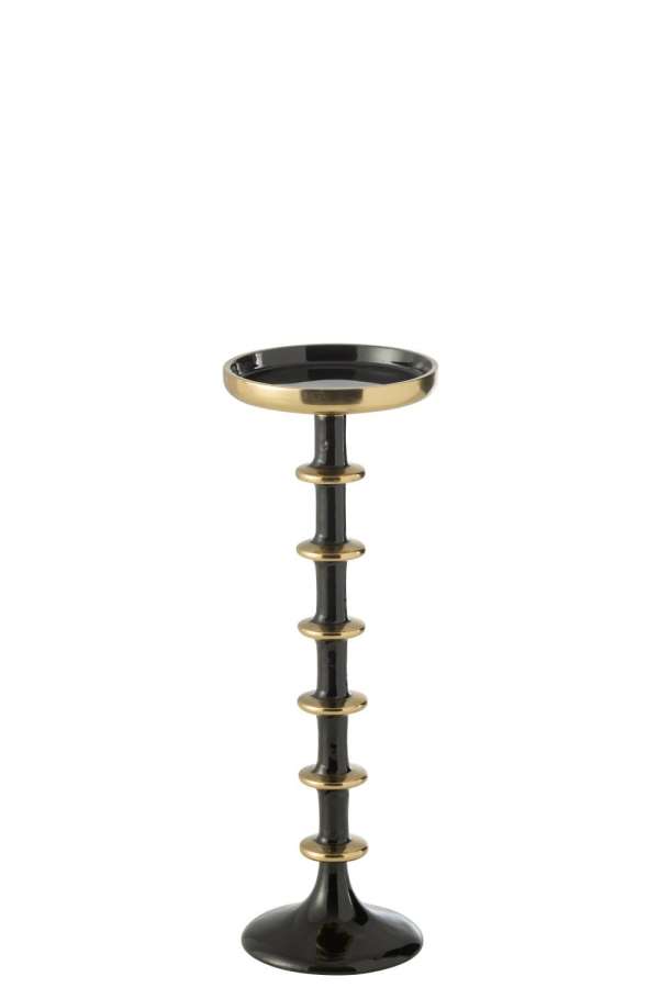 CANDLE HOLDER BALL METAL BLACK/GOLD LARGE