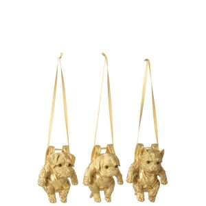 DOG RESIN GOLD COLORED ASSORTMENT OF 3