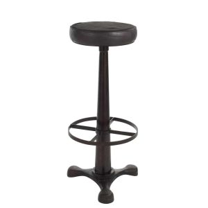 BAR STOOL LEATHER/METAL BLACK