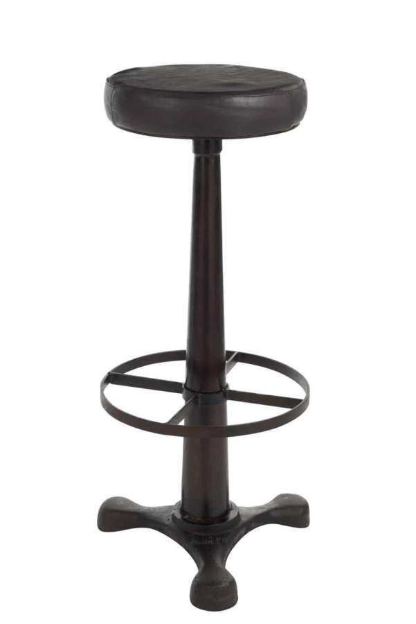 BAR STOOL LEATHER/METAL BLACK