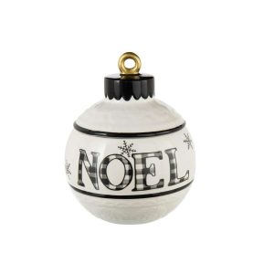 STORAGE JAR CHRISTMAS BALL ROUND DOLOMITE WHITE/BLACK