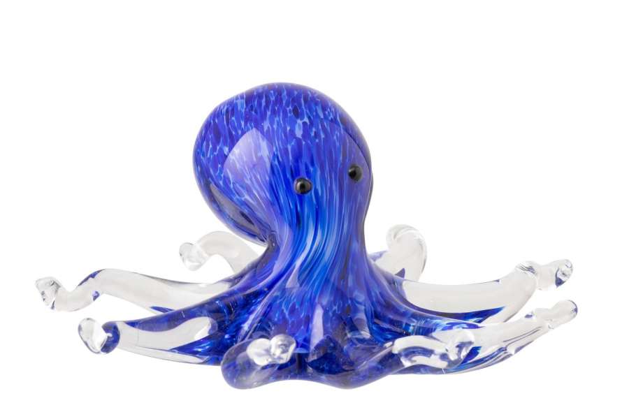 PAPERWEIGHT OCTOPUS GLASS BLUE