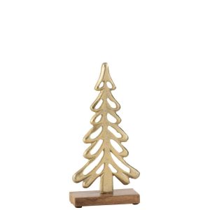 TREE ON BASE ALUMINIUM/WOOD GOLD LARGE