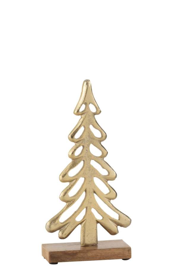 TREE ON BASE ALUMINIUM/WOOD GOLD LARGE