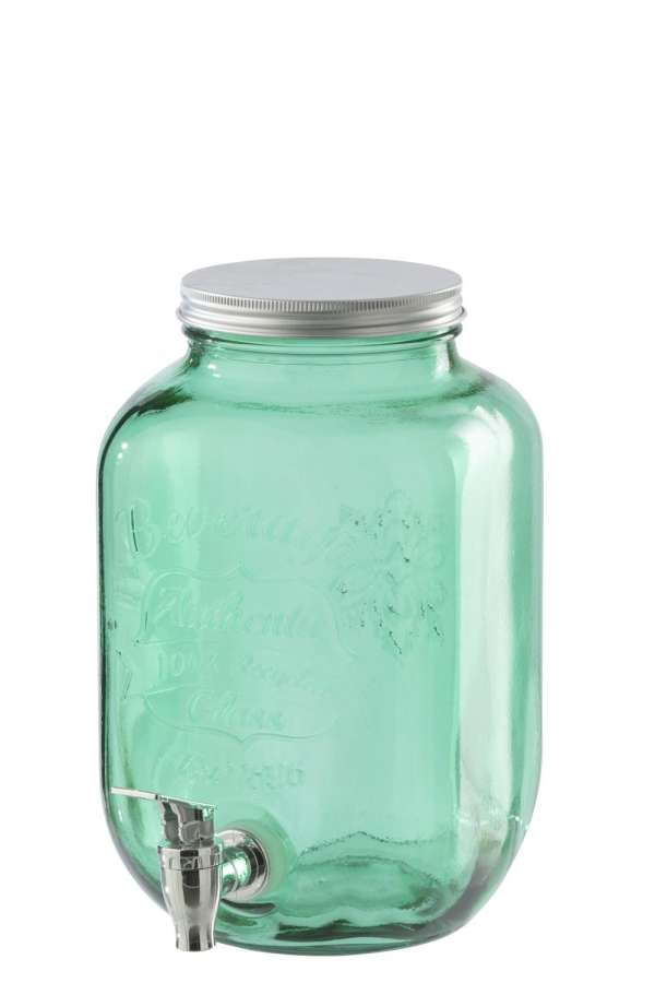 BEVERAGE DISPENSER GLASS EMERALD GREEN
