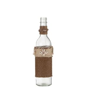 BOTTLE DECORATION WITH SHELLS GLASS BROWN