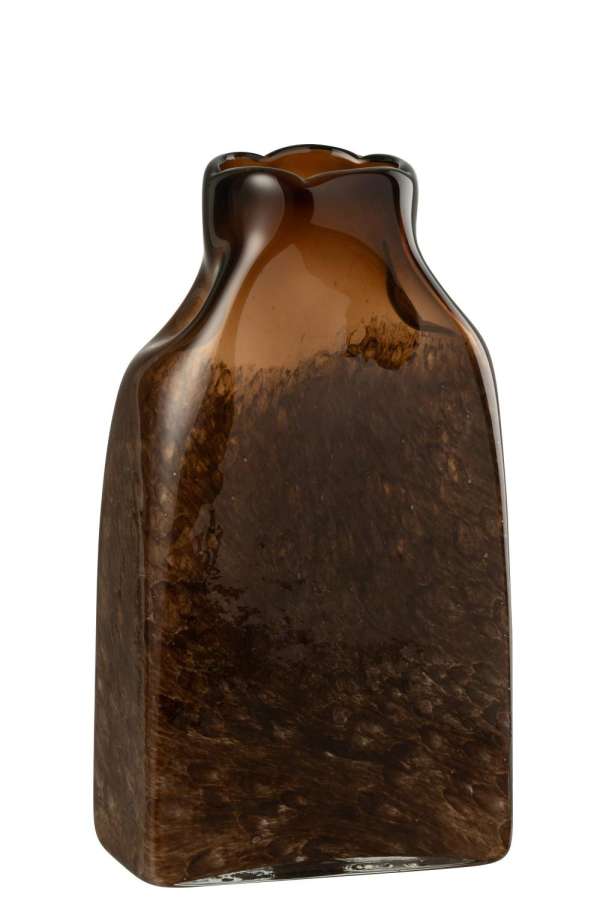 VASE RECTANGLE GLASS DARK BROWN LARGE