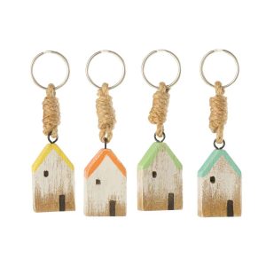 KEYCHAIN HOUSE PAULOWNIA WOOD MULTI ASSORTMENT OF 4
