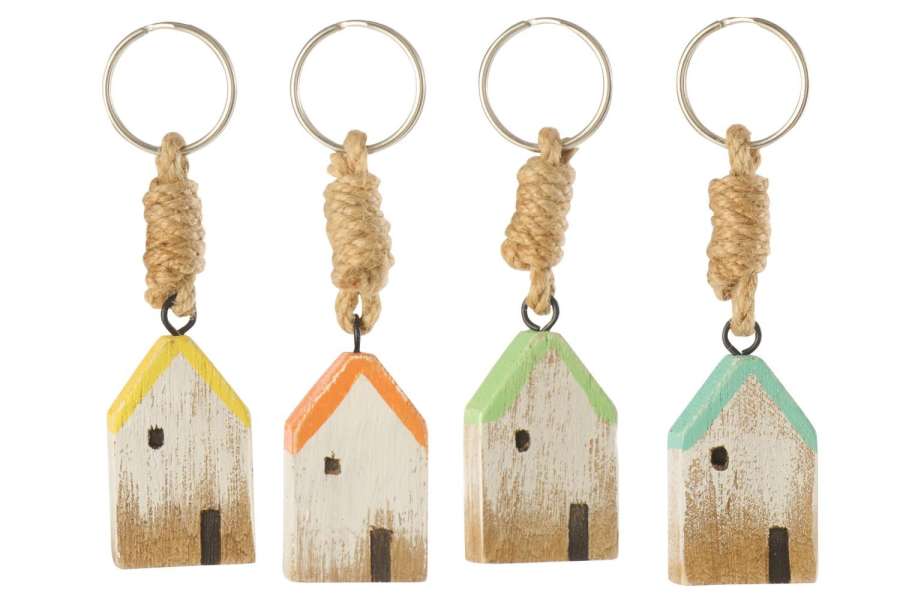 KEYCHAIN HOUSE PAULOWNIA WOOD MULTI ASSORTMENT OF 4
