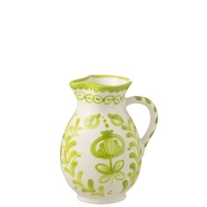 PITCHER GRANADA CERAMIC WHITE/GREEN MEDIUM