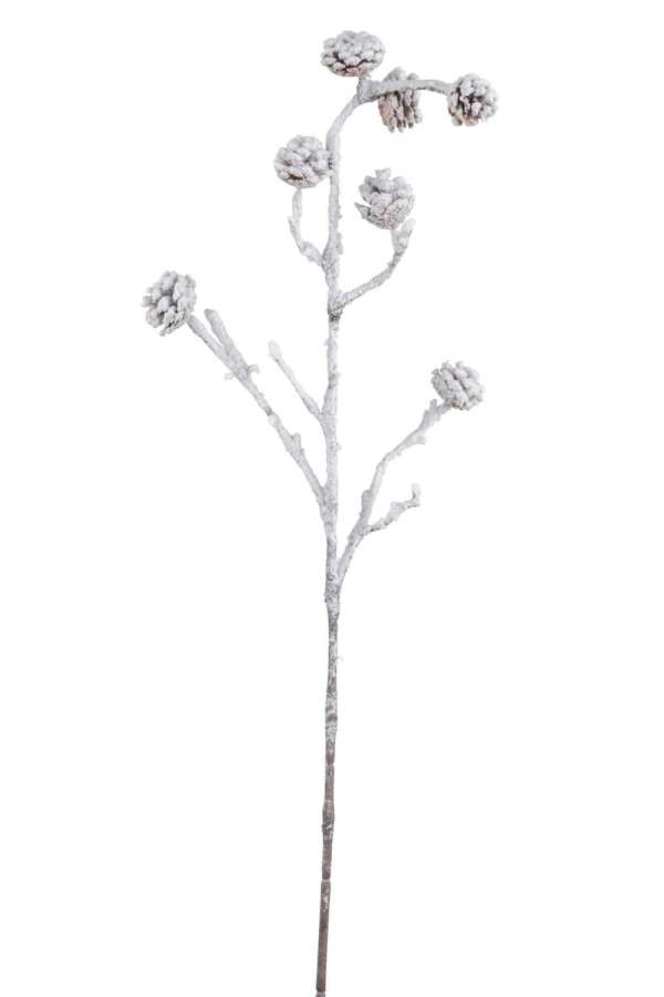 BRANCH PINE CONES SNOWY BROWN LARGE