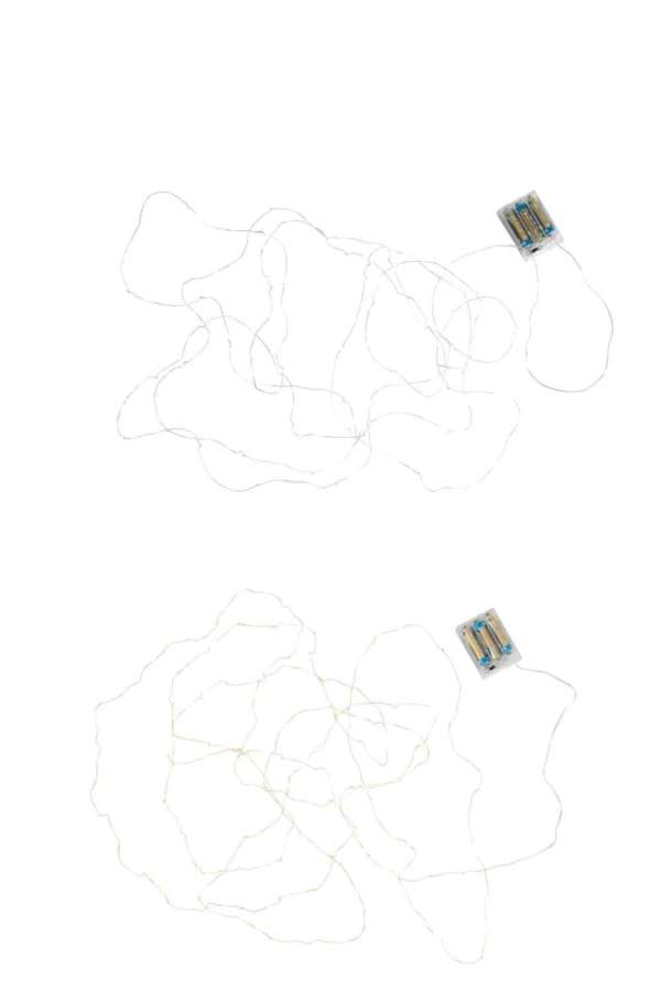 GIFTBOX 2 CHRISTMAS LIGHTS WIRE GOLD/SILVER 60LED WARM WHITE BATTERY