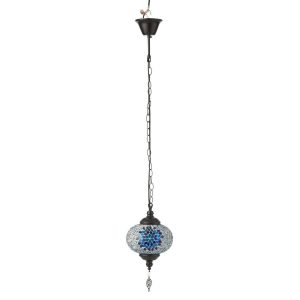 HANING LAMP MOSAIC GLASS/METAL BLUE SMALL