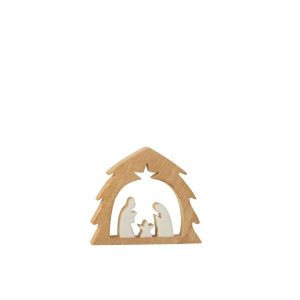 NATIVITY IN TREE MANGO WOOD WHITE/NATURAL SMALL