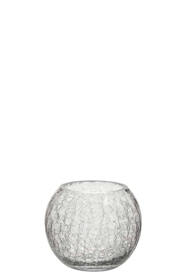HURRICANE BALL CRACKLE GLASS TRANSPARENT SMALL