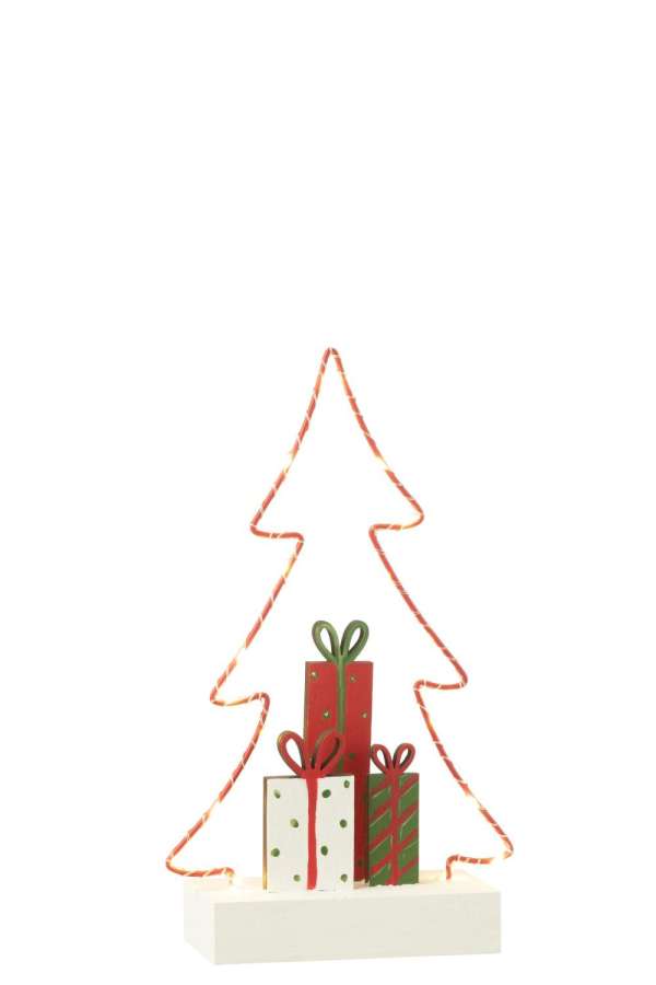 CHRISTMAS TREE+GIFTS LED WHITE/RED/GREEN SMALL