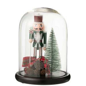 DECORATIVE BELL JAR NUTCRACKER GLASS CHRISTMAS RED/DARK GREEN LARGE