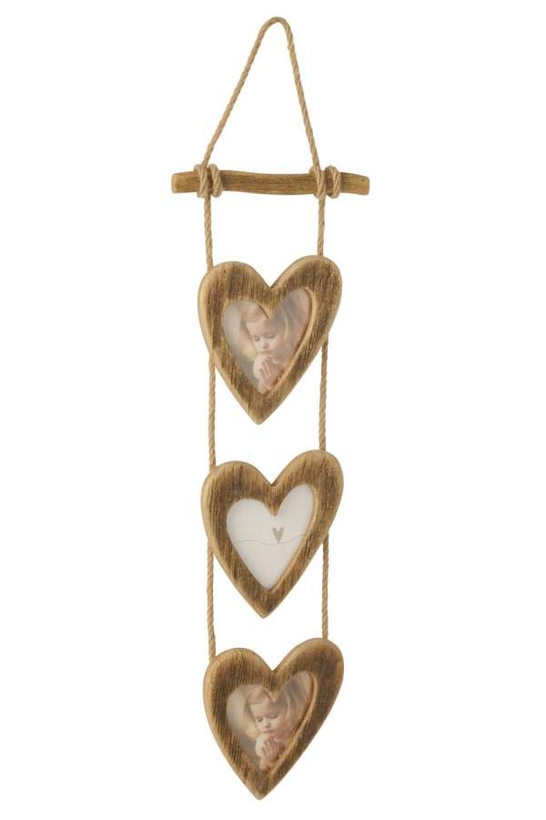 PHOTO FRAME HEART PAULOWNIA WOOD NATURAL