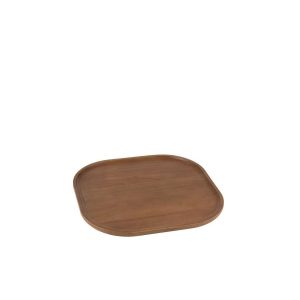 DECORATIVE TRAY  RUBBER WOOD DARK BROWN SMALL