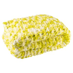 BLANKET KNITTED POLYESTER GREEN/WHITE