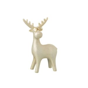 REINDEER 4 LEGS  +  GLASSES PORCELAIN GOLD COLORED LARGE