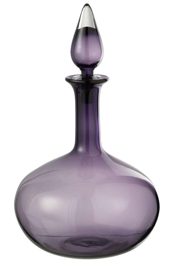 VASE+STOPPER BOTTLE GLASS PURPLE