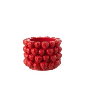 FLOWERPOT STRAWBERRIES CERAMIC RED LARGE