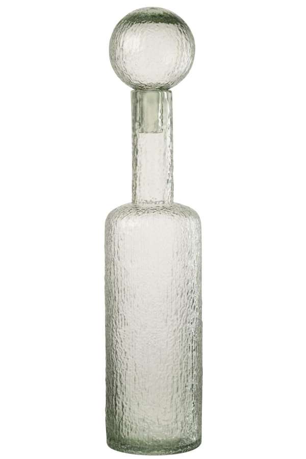 BOTTLE DECORATIVE RELIEF GLASS GREY-GREEN LARGE