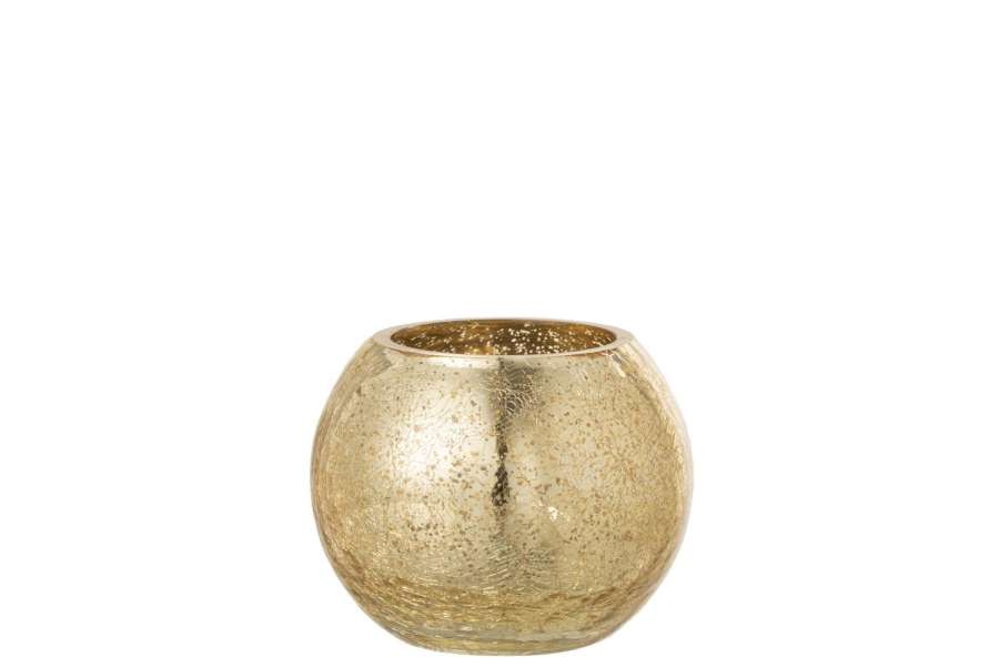 HURRICANE LIGHT BALL CRAQUELURE GLASS PEARL EFFECT GOLD SMALL
