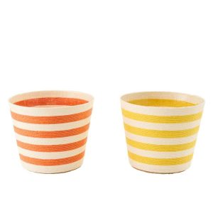 FLOWERPOT STRIPED PAPER YELLOW/ORANGE EXTRA LARGE ASSORTMENT OF 2