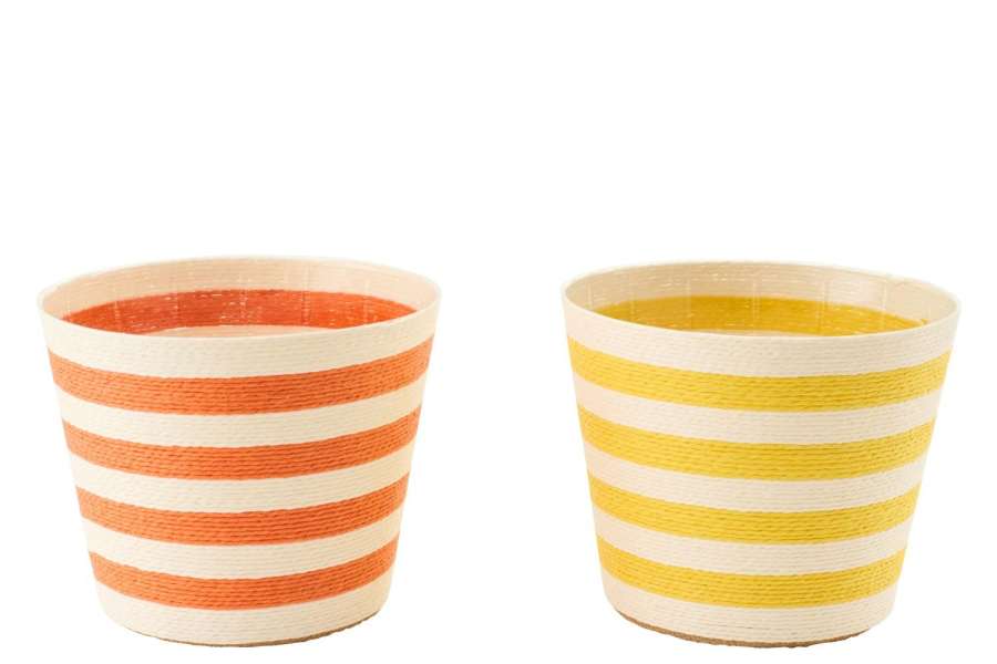 FLOWERPOT STRIPED PAPER YELLOW/ORANGE EXTRA LARGE ASSORTMENT OF 2